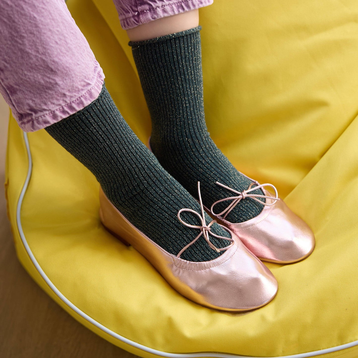 KLUE Glitter Lurex socks in eco-friendly Lyocell | Green: 36-40