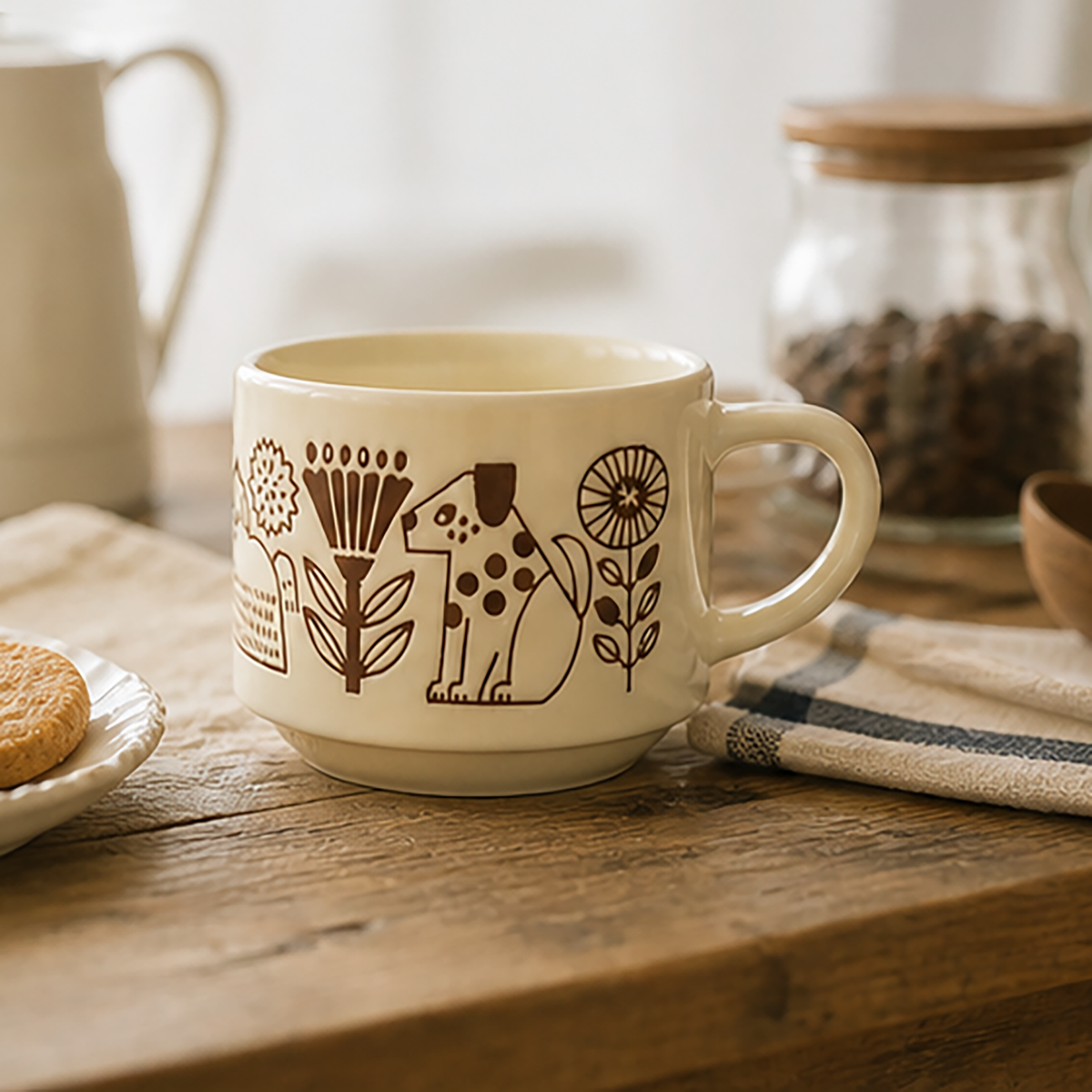 DECOLE coffee cup with embossed animal motif: Chien
