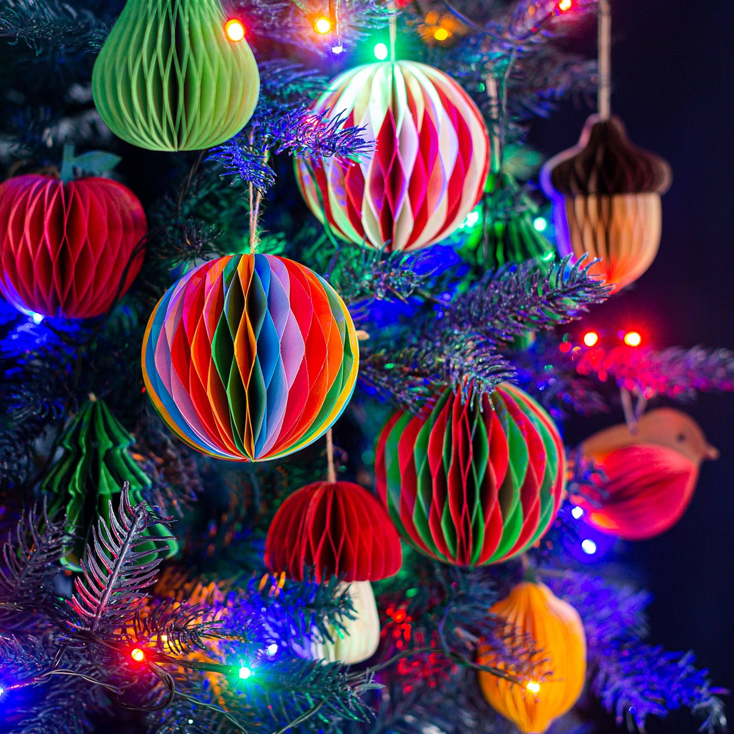 Deep Red Honeycomb Mushroom Paper Hanging Decoration