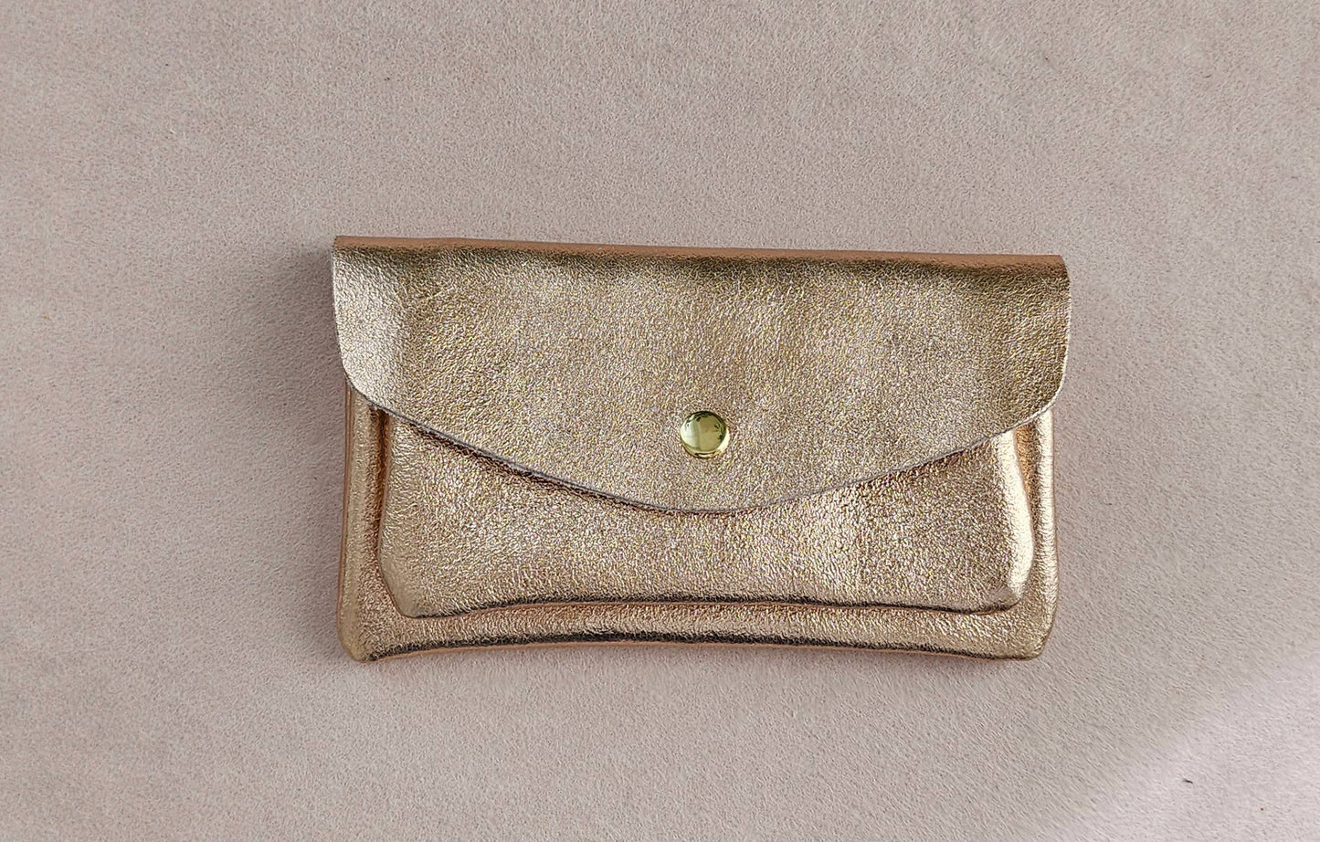 Metallic leather Kangoo wallet: Leo Clear