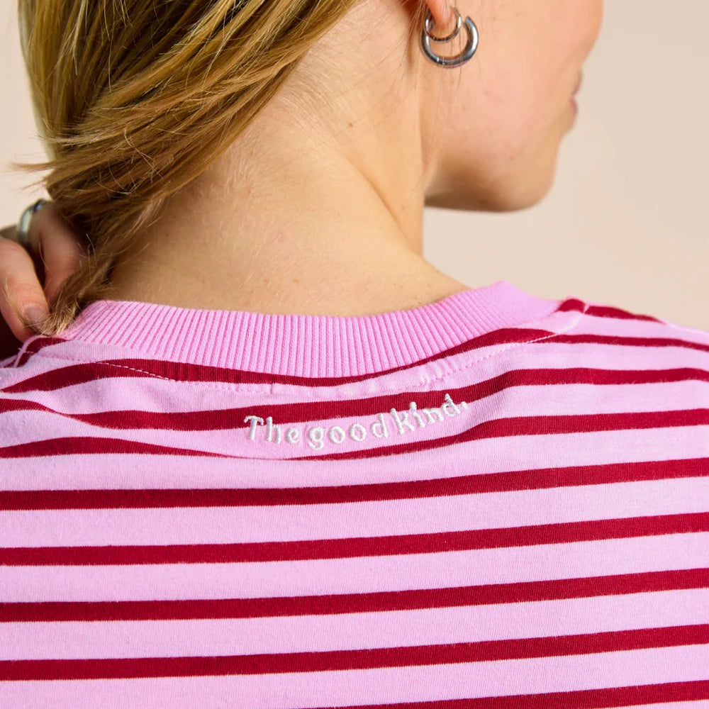Organic Cotton Long Sleeve (Striped) in Pink/Bordeaux