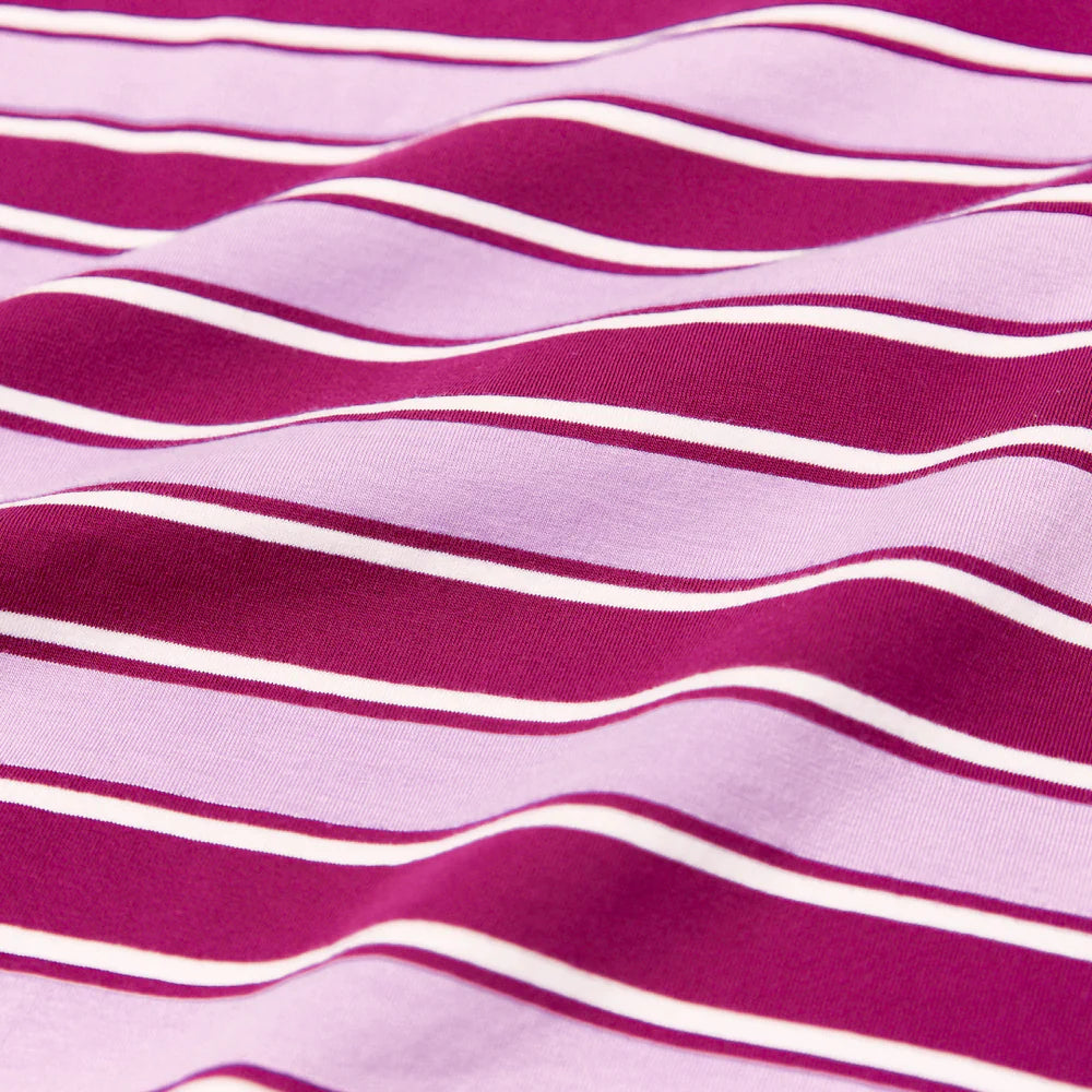Organic Cotton T-Shirt (Striped) in Aubergine/Pink