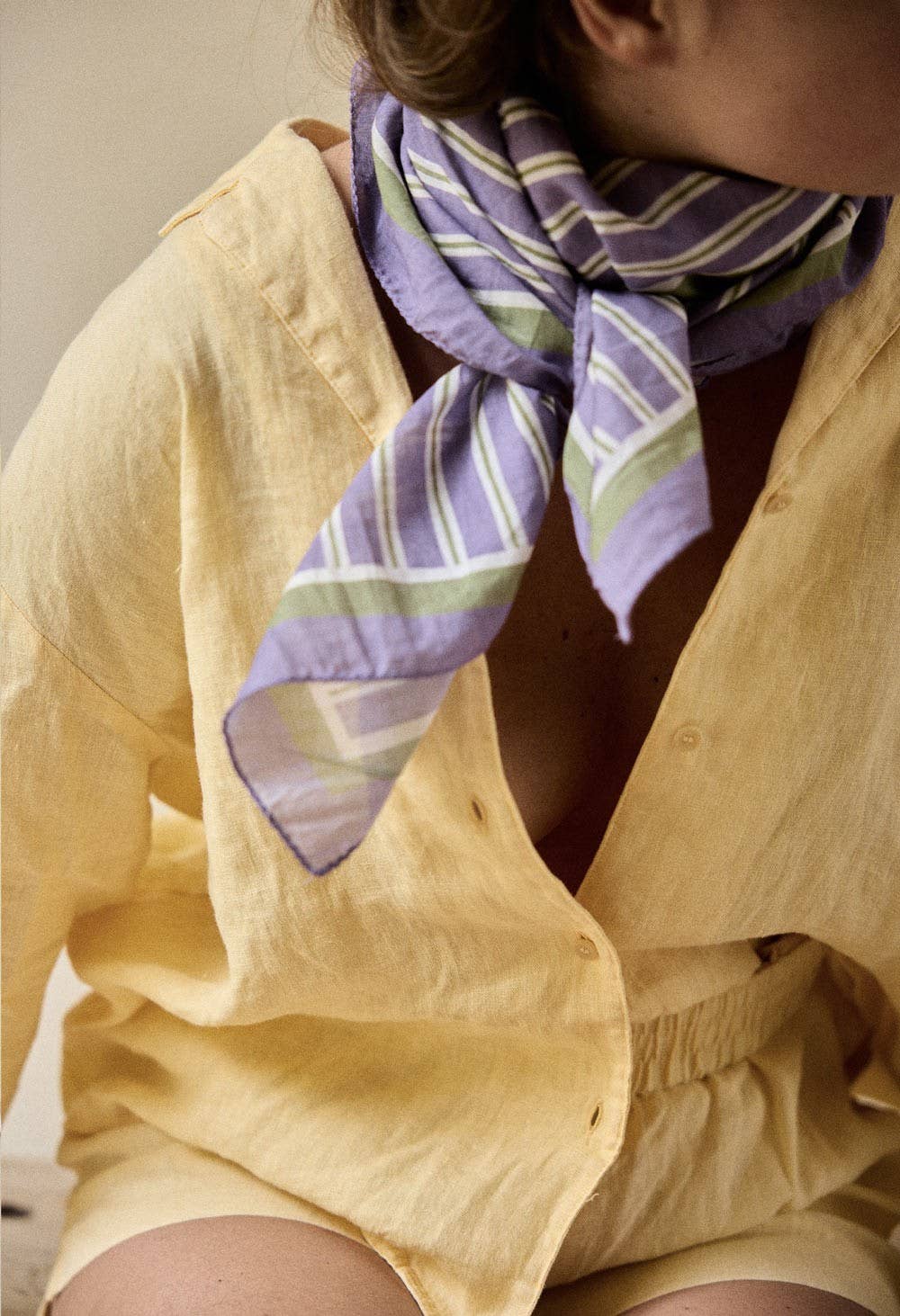 Purple Stripes Cotton Voile Scarf: PURPLE STRIPES