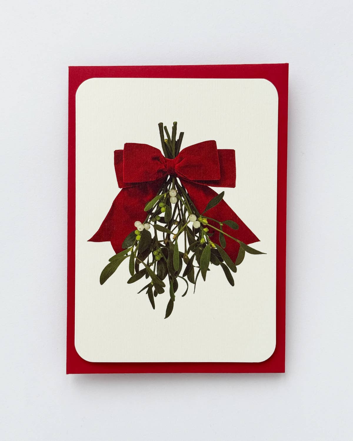 Mistletoe Bow Christmas Greeting Card
