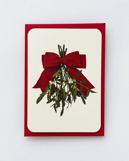 Mistletoe Bow Christmas Greeting Card