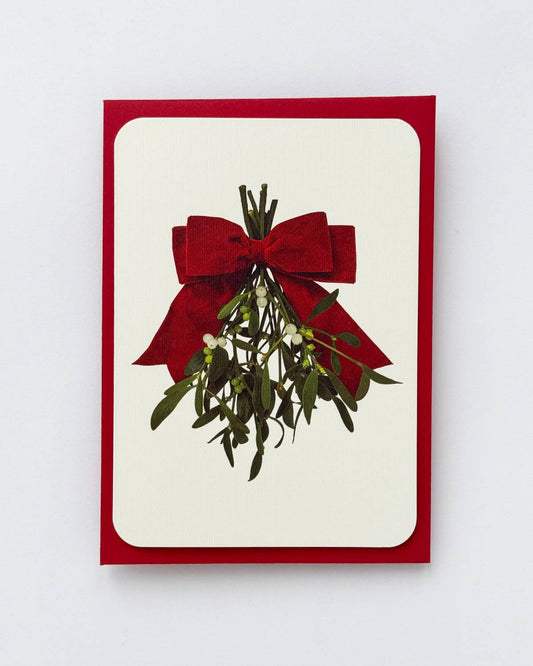Mistletoe Bow Christmas Greeting Card