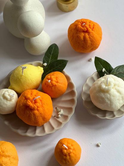 Soy wax Orange shaped candles / Tangerine Fruit Candle: Orange / Lime and Mandarin / Large