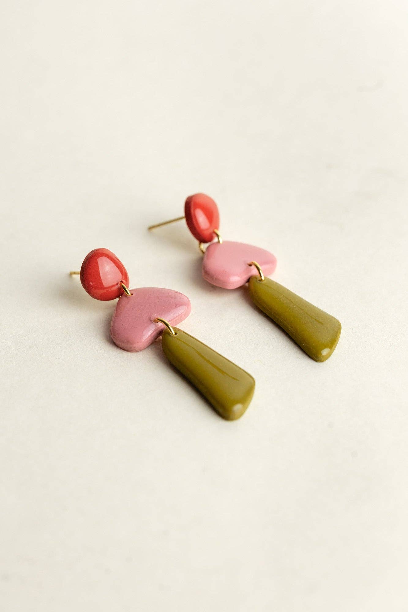 Earrings Luna - Red / Bloom / Moss