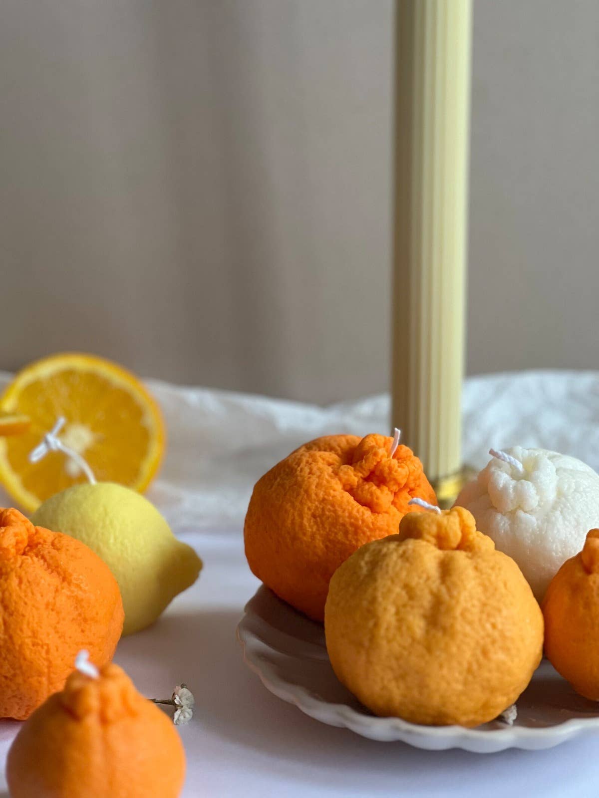 Soy wax Orange shaped candles / Tangerine Fruit Candle: Orange / Lime and Mandarin / Large