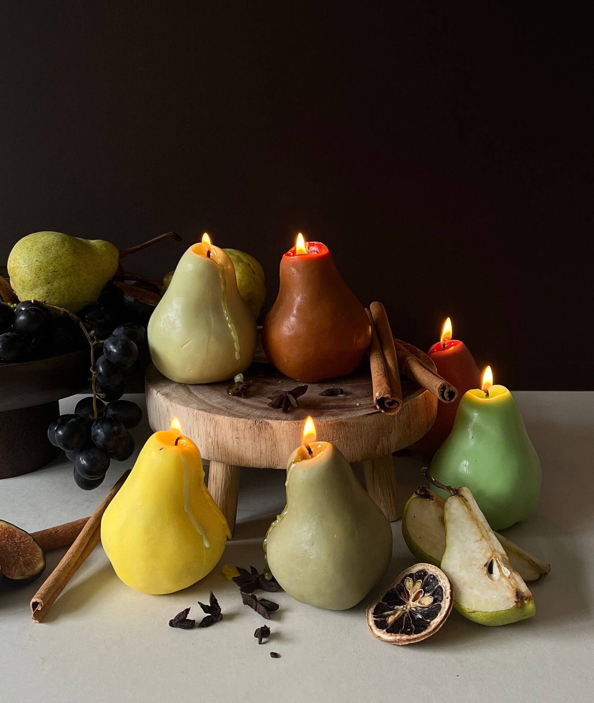 Pear-shaped candles | Pear Fruit Candles | Scented Candles : Brown / Unscented