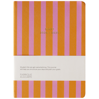 Fabrique School Diary 2024/2025 - Stripes Orange Pink: Orange Pink