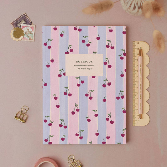 Cherries Notebook | Plain Page Journal | Blank Notebooks