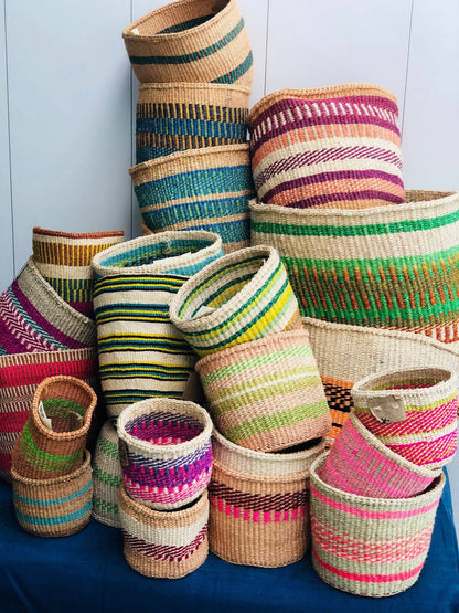 Handwoven Sisal Baskets - Colourful hues - XL