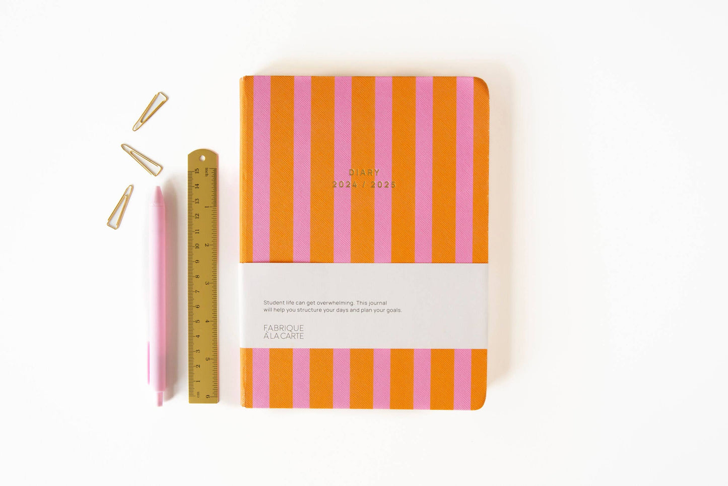 Fabrique School Diary 2024/2025 - Stripes Orange Pink: Orange Pink