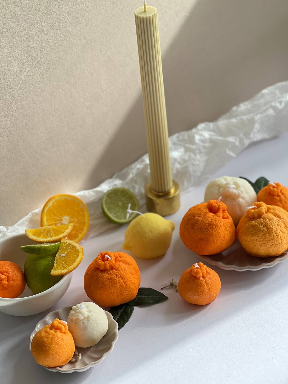 Soy wax Orange shaped candles / Tangerine Fruit Candle: Orange / Lime and Mandarin / Large