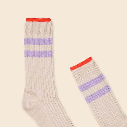 Gestrickte Wollsocken – Lavendel