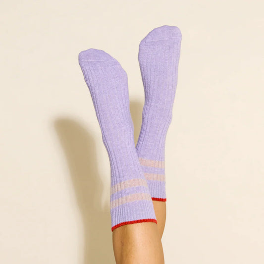 Thin Knitted Wool Socks - Lavender