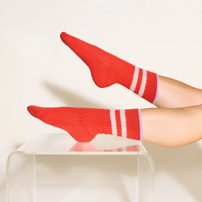 Thin Knitted Wool Socks - Red
