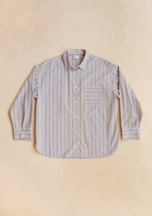 Cotton Shirt in Lilac Stripe