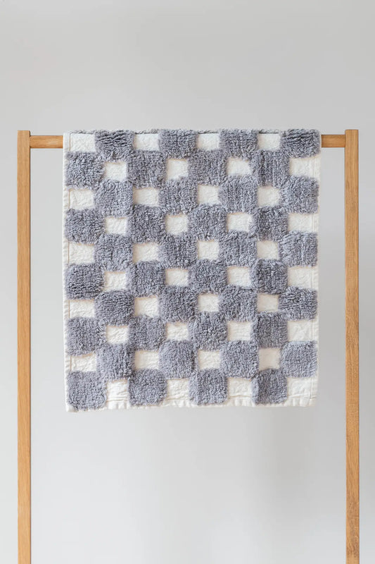 Hand Tufted 100% Cotton Bath Mat – Checked Pattern