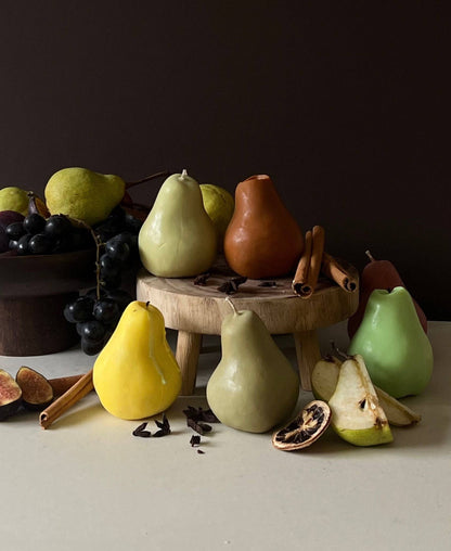 Pear-shaped candles | Pear Fruit Candles | Scented Candles : Olive Green / Pear and Freesia