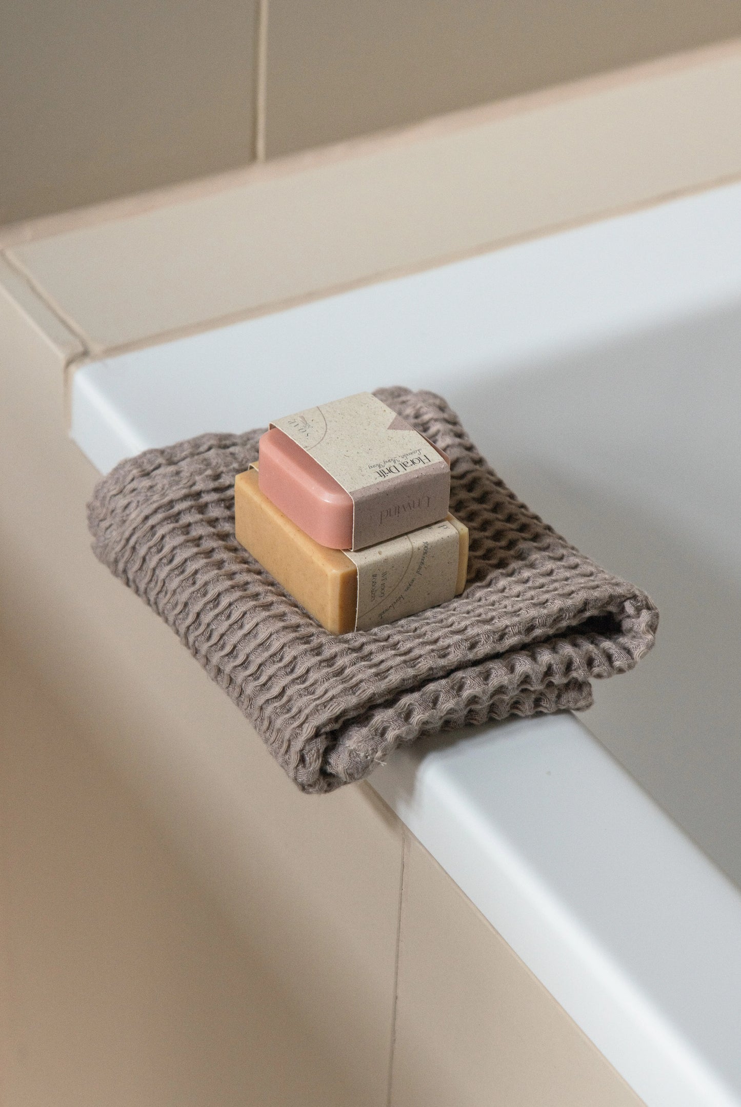 Neunest Waffle Cotton – Modal Towel Set – Warm Gray