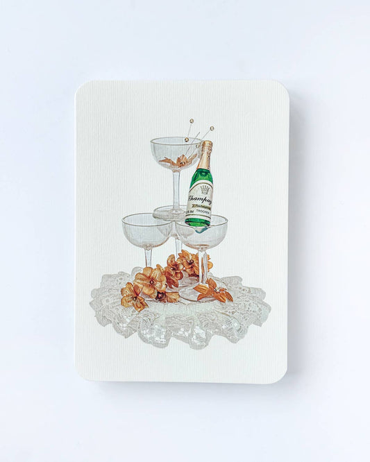 Wedding Cake Topper Champagne Greeting Card | Engagement