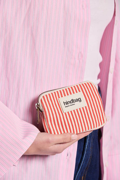 Lili red striped coin purse