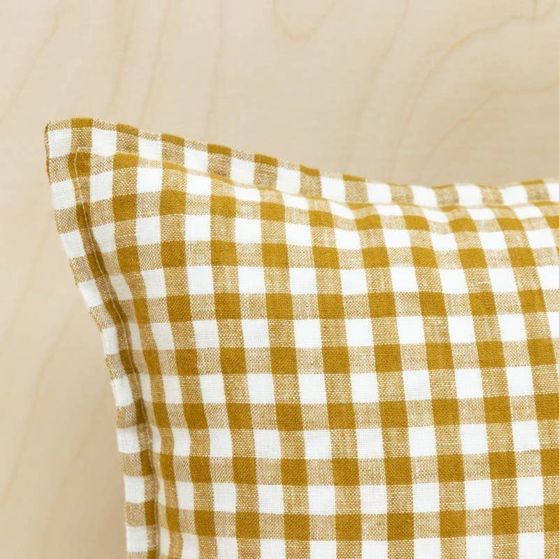 VICHY TAORMINA LINEN CUSHION: Lin Vichy Curry / Without upholstery / 30 X 50 cm