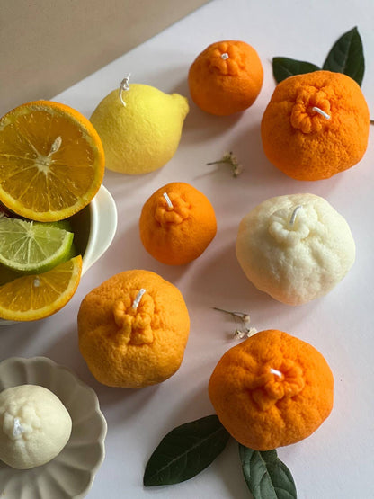 Soy wax Orange shaped candles / Tangerine Fruit Candle: Orange / Lime and Mandarin / Large