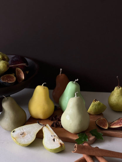 Pear-shaped candles | Pear Fruit Candles | Scented Candles : Olive Green / Pear and Freesia