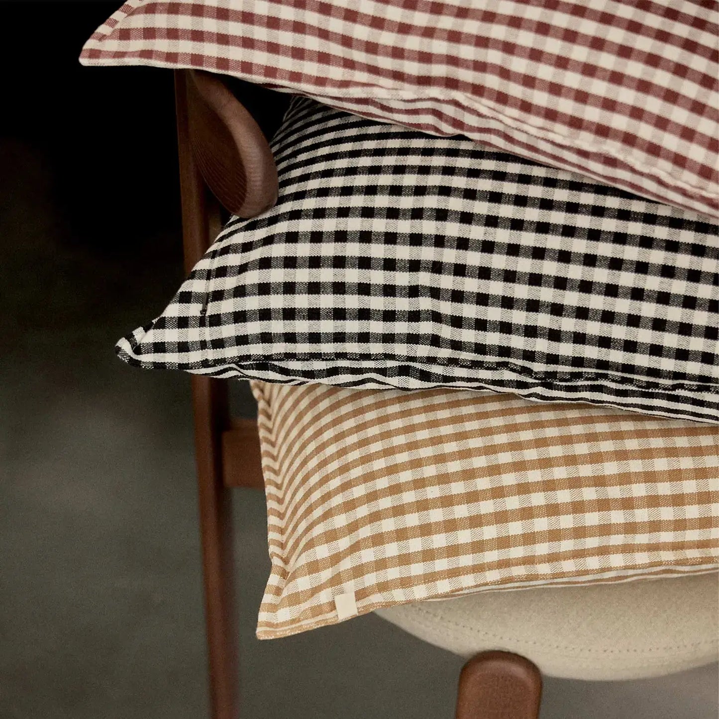 HAVANA GINGHAM COTTON CUSHION: Bordeaux / Without upholstery / 50x50 CM