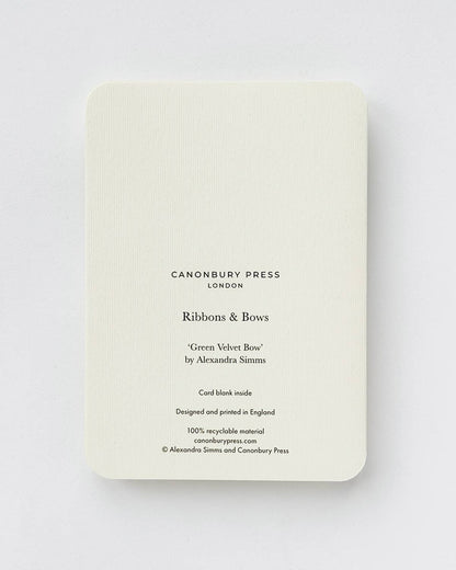 Green Velvet Bow Greeting Card
