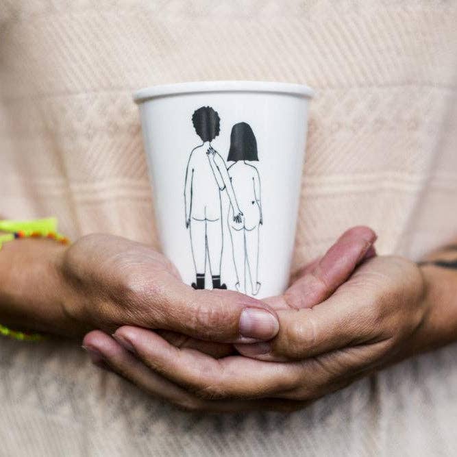 Cup naked couple back