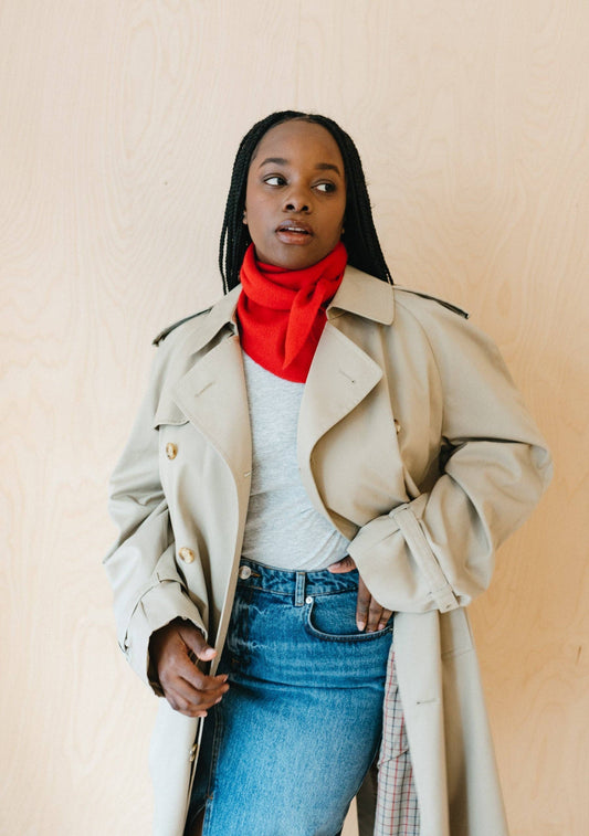 Merino Triangle Scarf in Red