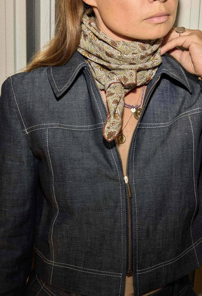 Small cotton voile scarf Bijou Jade: JADE JEWEL / 60 cm x 60 cm