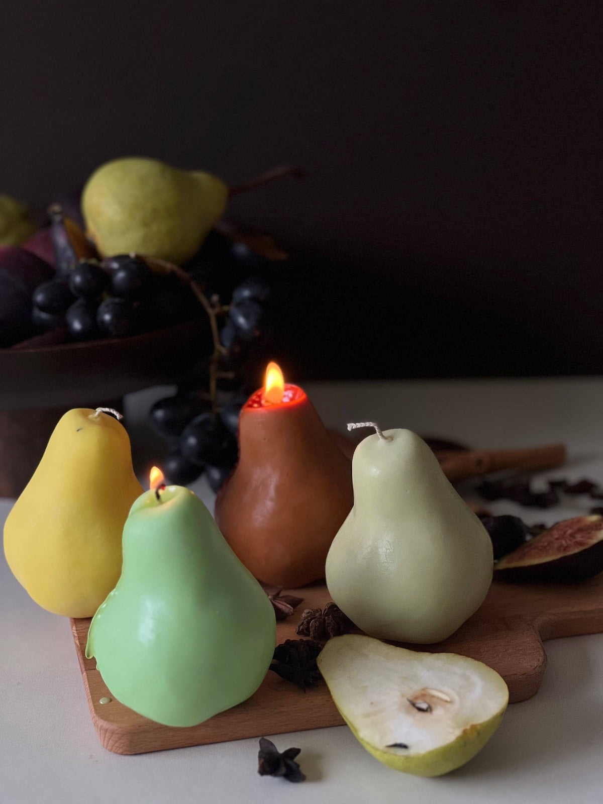 Pear-shaped candles | Pear Fruit Candles | Scented Candles : Brown / Unscented