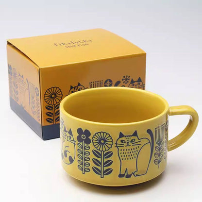DECOLE coffee cup with embossed animal motif: Cat