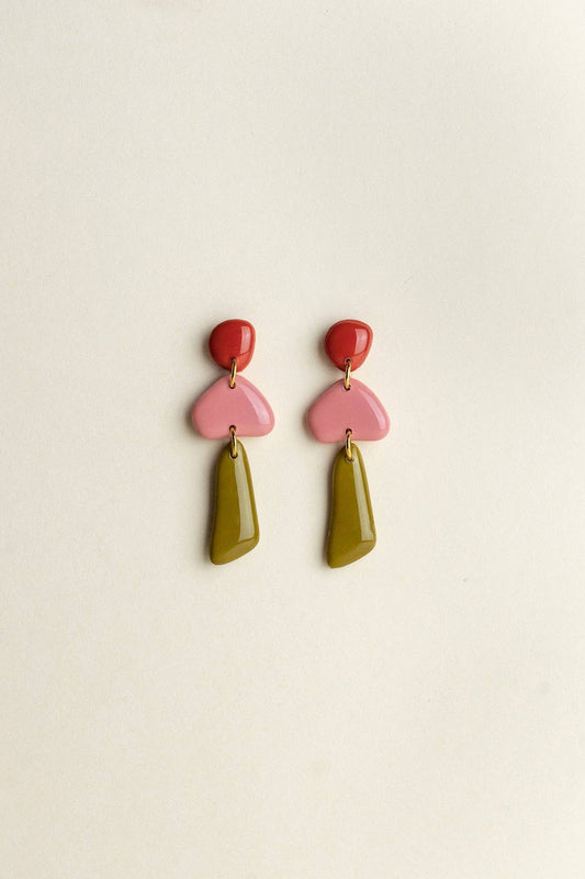 Earrings Luna - Red / Bloom / Moss