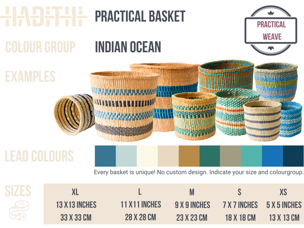 Handwoven Sisal Baskets - Colourful hues - XL