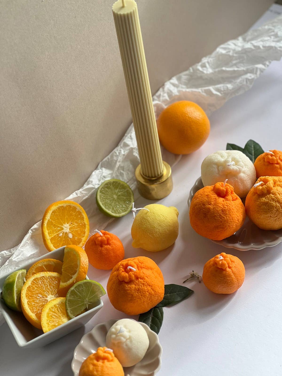 Soy wax Orange shaped candles / Tangerine Fruit Candle: Orange / Lime and Mandarin / Large