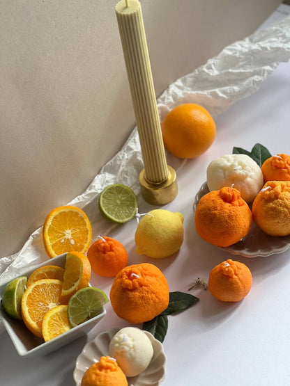 Soy wax Orange shaped candles / Tangerine Fruit Candle: Orange / Lime and Mandarin / Large