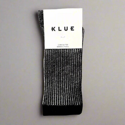 KLUE Glitter Lurex socks in eco-friendly Lyocell | Stripes Black: 36-40