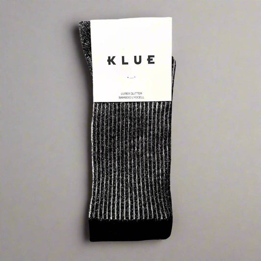 KLUE Glitter Lurex socks in eco-friendly Lyocell | Stripes Black: 36-40