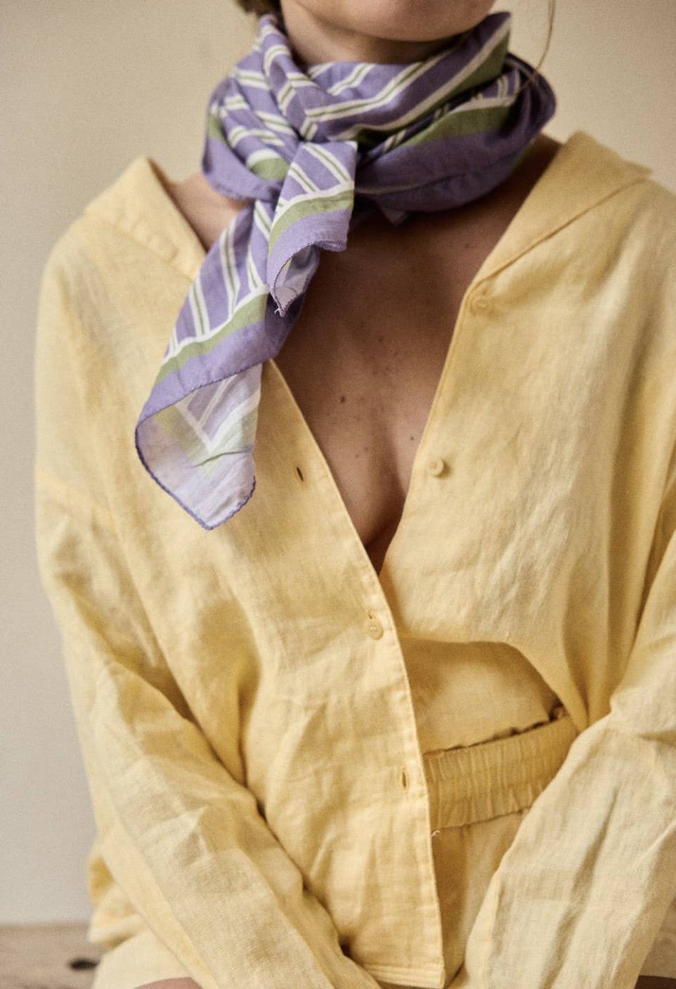Purple Stripes Cotton Voile Scarf: PURPLE STRIPES