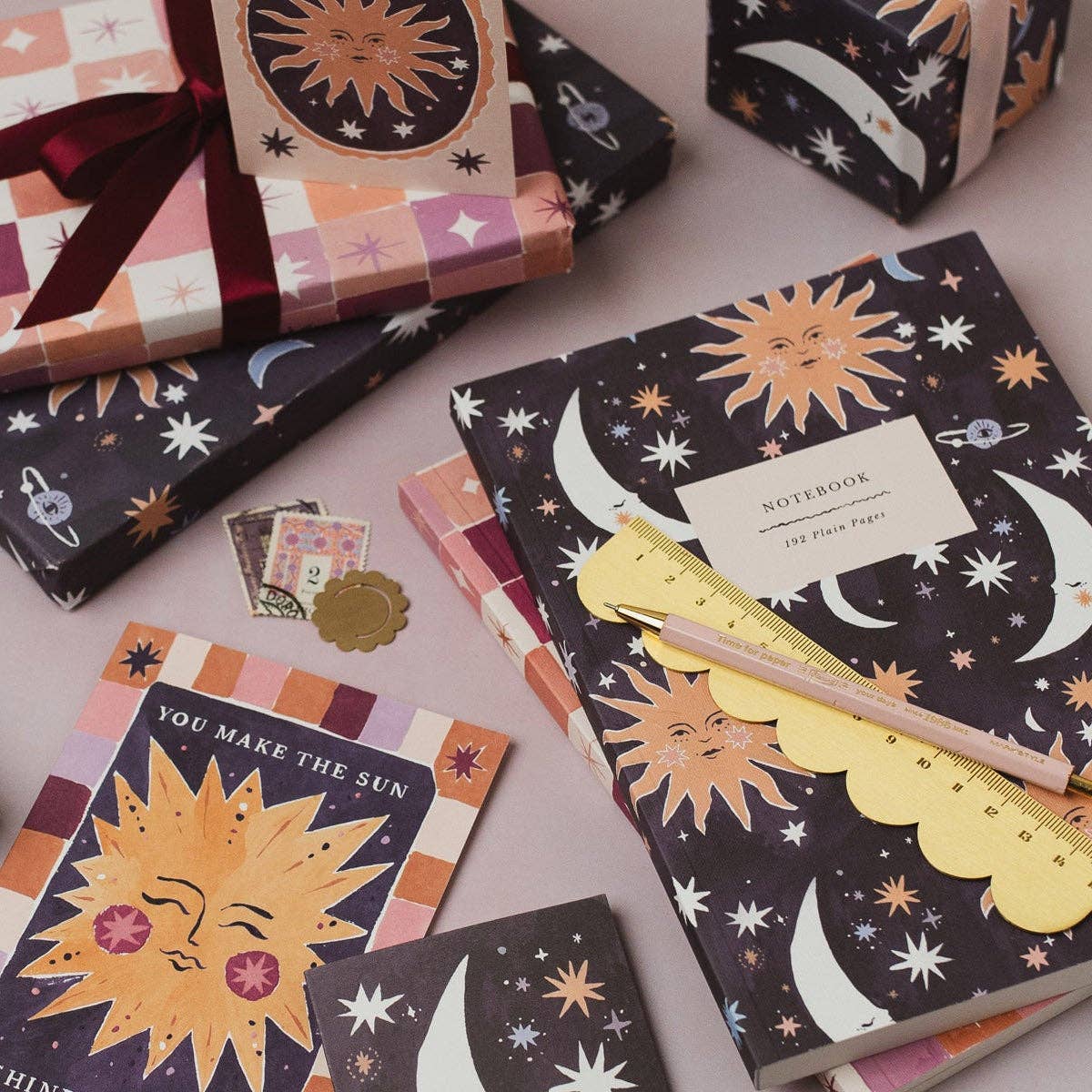 Sun And Moon Notebook | Plain Page Journal | Blank Notebooks