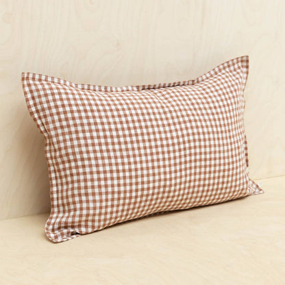 VICHY LINEN PILLOWCASE: Lin Vichy Brique / 50 x 75 cm