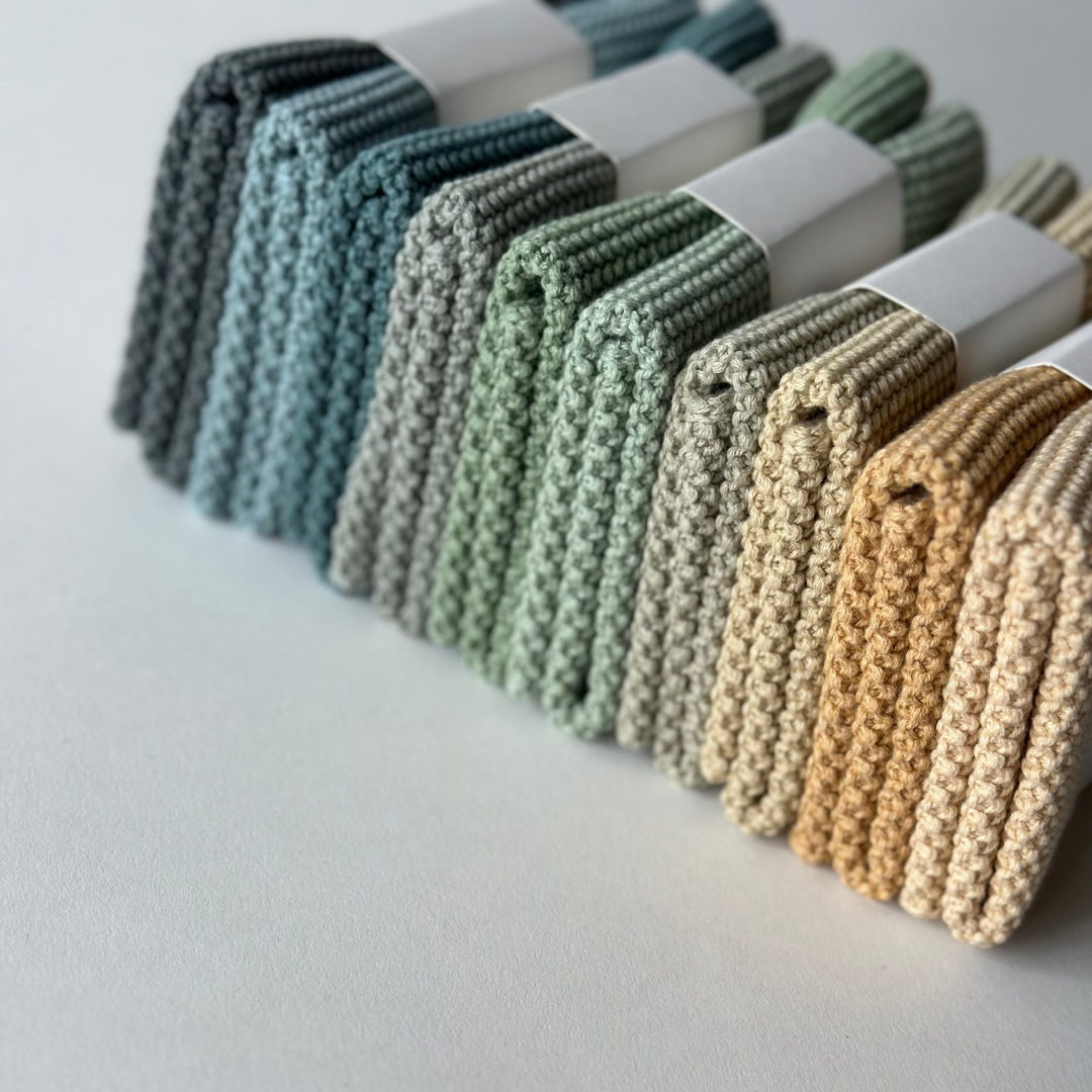 Knitted Dishcloths – Solid – Organic Kitchen Textiles: 25x25 cm