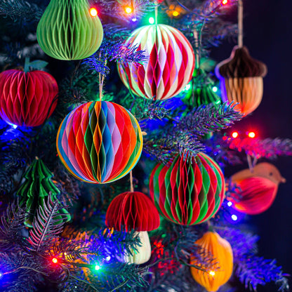 Deep Red Honeycomb Mushroom Paper Hanging Decoration