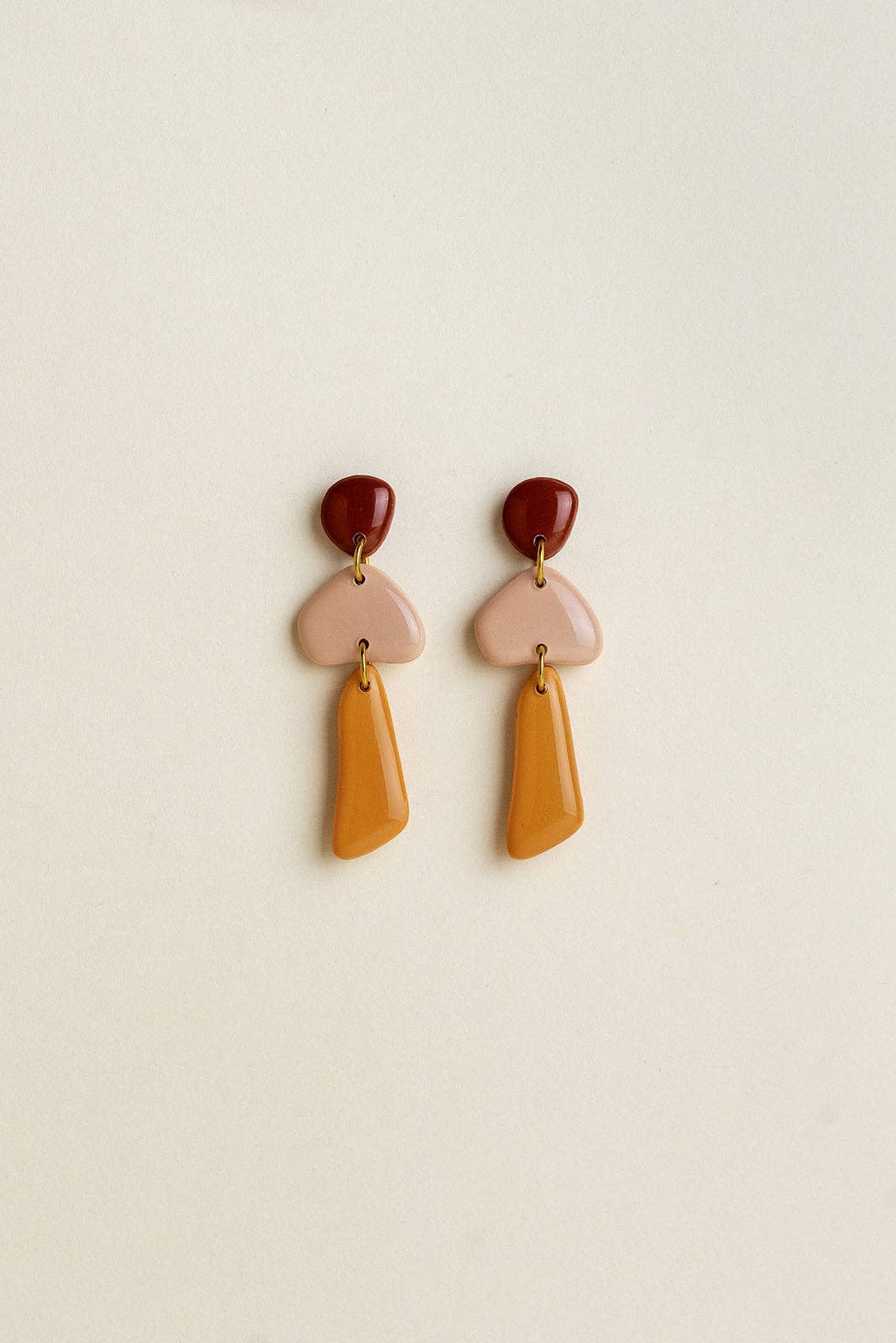 Earrings Luna - Burgundy / Blush /  Marigold